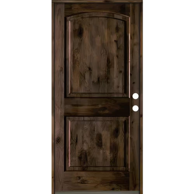 Krosswood Doors 30 in. x 80 in. Knotty Alder 2 Panel Left-Hand/Inswing Black Stain Wood Prehung Front Door