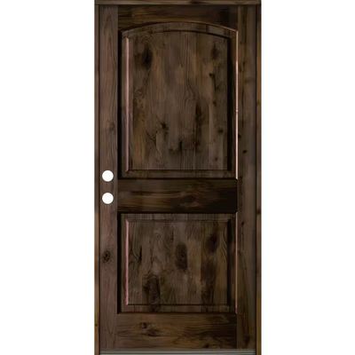 Krosswood Doors 30 in. x 80 in. Knotty Alder 2 Panel Right-Hand/Inswing Black Stain Wood Prehung Front Door