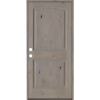 Krosswood Doors 30 in. x 80 in. Knotty Alder 2 Panel Right-Hand/Inswing Grey Stain Wood Prehung Front Door