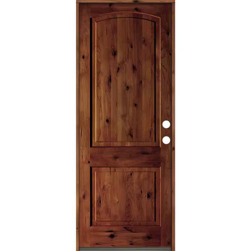 Krosswood Doors 30 in. x 96 in. Rustic Knotty Alder Arch Top Red Chest ...