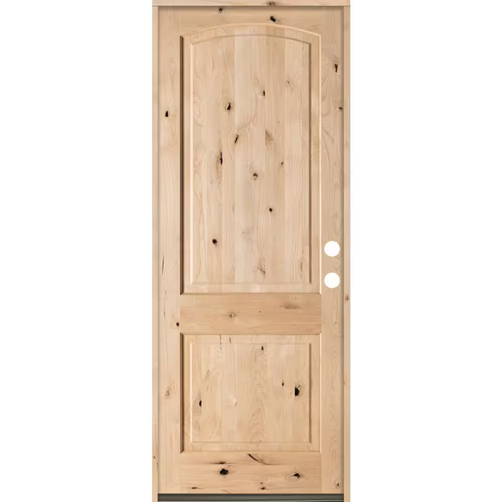 Krosswood Doors 30 in. x 96 in. Rustic Knotty Alder Top Rail Arch Left ...
