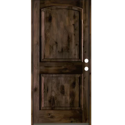 Krosswood Doors 32 in. x 80 in. Knotty Alder 2 Panel Left-Hand/Inswing Black Stain Wood Prehung Front Door