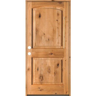 Krosswood Doors 32 in. x 80 in. Rustic Knotty Alder Arch Top Clear Stain Right-Hand Inswing Wood Single Prehung Front Door