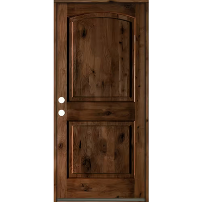 Krosswood Doors 32 in. x 80 in. Rustic Knotty Alder Arch Top Provincial Stain Right-Hand Inswing Wood Single Prehung Front Door