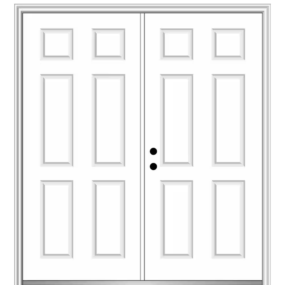 MMI Door 60 in. x 80 in. Classic Right-Hand Inswing 6-Panel Painted Fiberglass Smooth Prehung Front Door with Brickmould