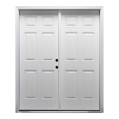 MMI Door 60 in. x 80 in. Left-Hand Inswing Classic 6-Panel Primed Steel Prehung Front Door with Brickmould