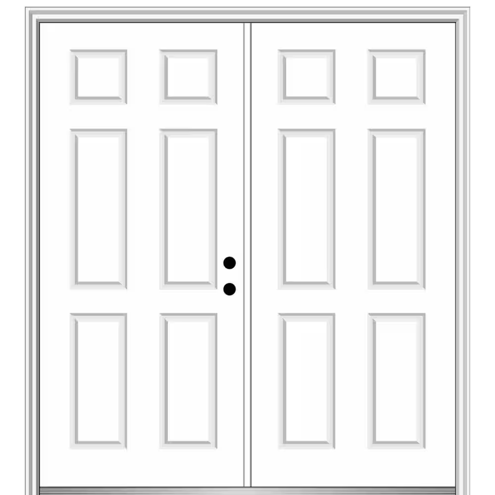 MMI Door 72 in. x 80 in. Classic Left-Hand Inswing 6-Panel Painted Fiberglass Smooth Prehung Front Door with Brickmould