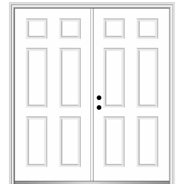 MMI Door 72 in. x 80 in. Classic Right-Hand Inswing 6-Panel Painted Fiberglass Smooth Prehung Front Door with Brickmould