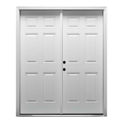 MMI Door 72 in. x 80 in. Right-Hand Inswing Classic 6-Panel Primed Steel Prehung Front Door with Brickmould