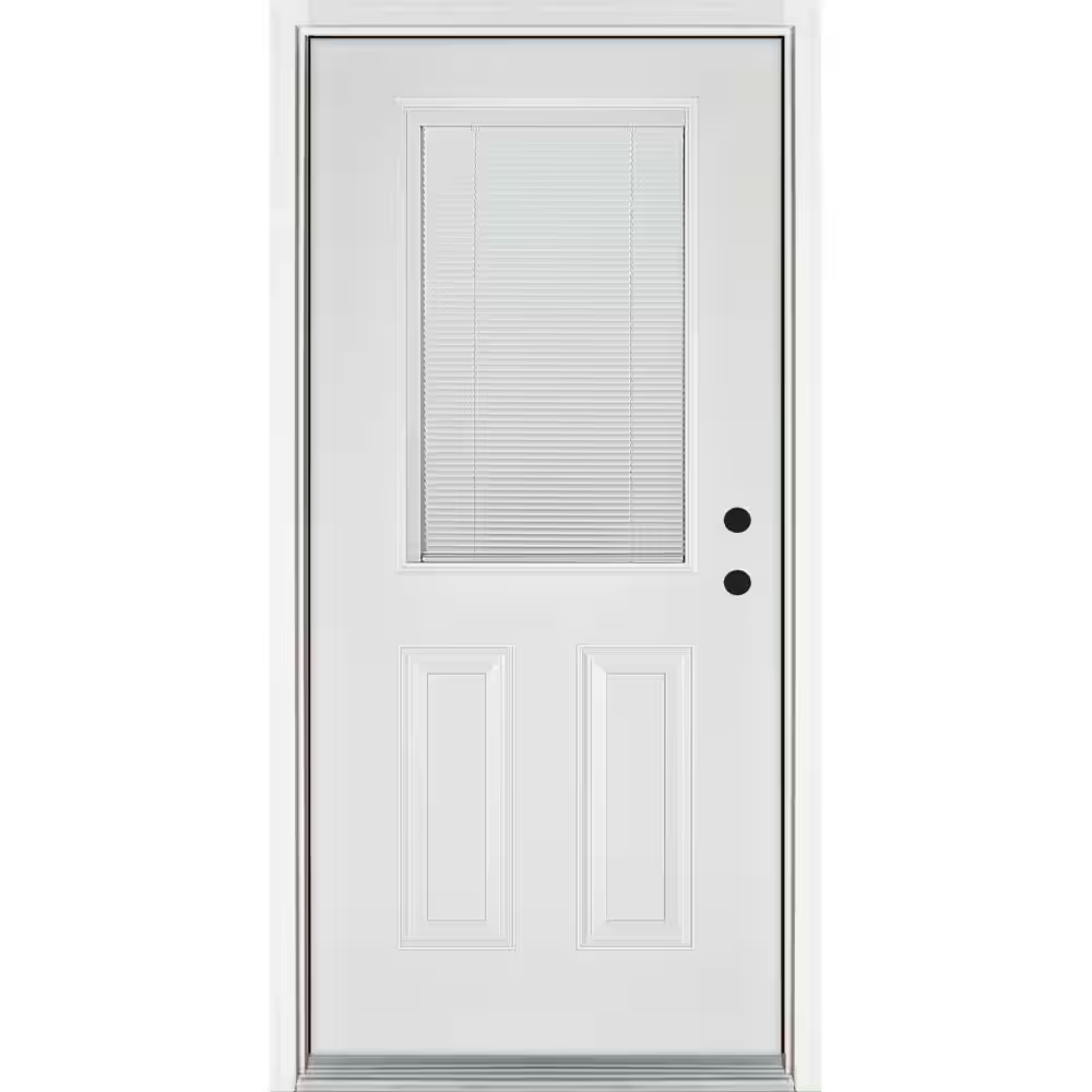 MP Doors 36 in. x 80 in. Low-E Blinds Between Glass White Left-Hand In ...