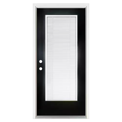 MP Doors 36 in. x 80 in. Right-Hand Inswing Full-Lite Blinds Glass Black Finished Fiberglass Prehung Front Door