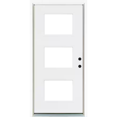 MP Doors 36 in. x 80 in. Smooth White Left-Hand Inswing 3-Lite Low-E Finished Fiberglass Prehung Front Door