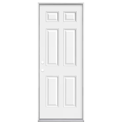 Masonite 30 in. x 80 in. Premium 6-Panel Primed Steel Prehung Front Door with No Brickmold