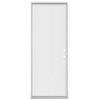 Masonite 30 in. x 80 in. Premium Flush Left Hand Inswing Primed Steel Prehung Front Exterior Door No Brickmold