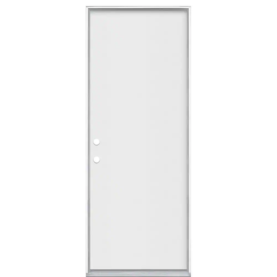 Masonite 30 in. x 80 in. Premium Flush Right-Hand Inswing Primed White Steel Prehung Front Exterior Door