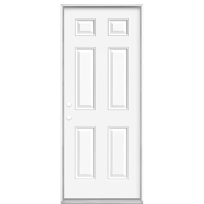 Masonite 32 in. x 80 in. Premium 6-Panel Right Hand Inswing Primed Steel Prehung Front Door with No Brickmold