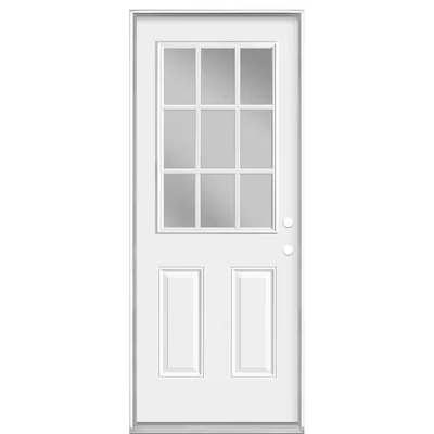 Masonite 32 in. x 80 in. Premium 9-Lite Left Hand Inswing Primed Steel Prehung Front Exterior Door No Brickmold