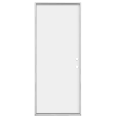 Masonite 32 in. x 80 in. Premium Flush Left Hand Inswing Primed Steel Prehung Front Exterior Door No Brickmold