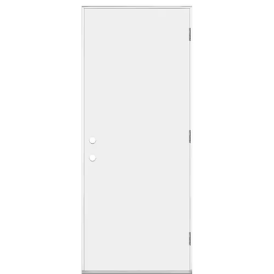 Masonite 32 in. x 80 in. Premium Left Hand Outswing Flush Primed Steel Prehung Front Exterior Door with No Brickmold