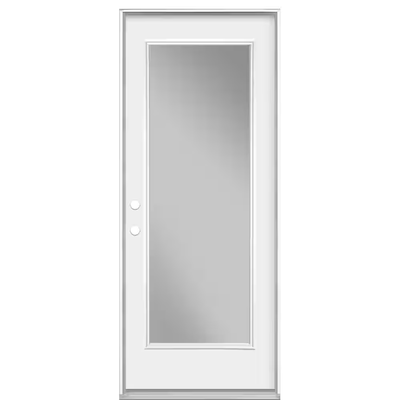 Masonite 32 in. x 80 in. Premium Right Hand Inswing Full Lite Primed Steel Prehung Front Exterior Door with No Brickmold