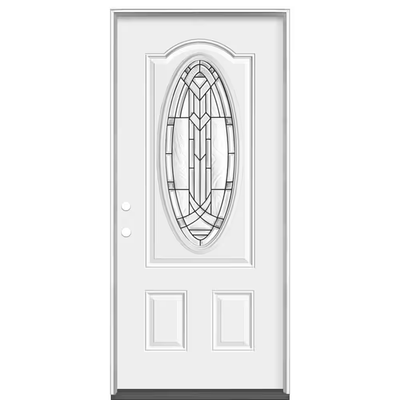 Masonite 36 in. x 80 in. Chatham 3/4 Oval-Lite Right-Hand Inswing Primed Steel Prehung Front Exterior Door