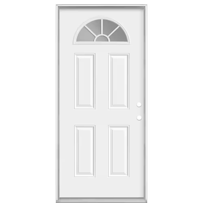 Masonite 36 in. x 80 in. Premium Fan-Lite Left Hand Inswing Primed Steel Prehung Front Door with No Brickmold