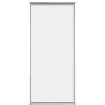 Masonite 36 in. x 80 in. Premium Flush Left Hand Inswing Primed Steel Prehung Front Exterior Door No Brickmold