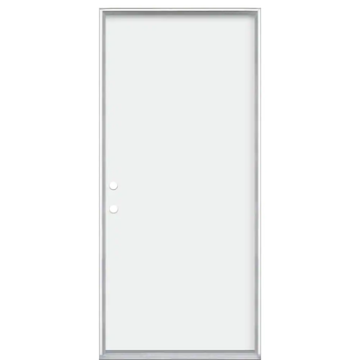 Masonite 36 in. x 80 in. Premium Flush Right-Hand Inswing Primed Steel Prehung Front Exterior Door No Brickmold