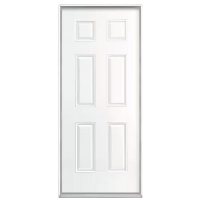 Masonite 36 in. x 80 in. Primed 6-Panel Smooth Fiberglass Prehung Front Door with No Brickmold