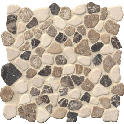 Mix Marble Pebbles 12 in. x 12 in. Textured Marble Mesh-Mounted Mosaic Floor and Wall Tile (0.9 sq. ft./Each)