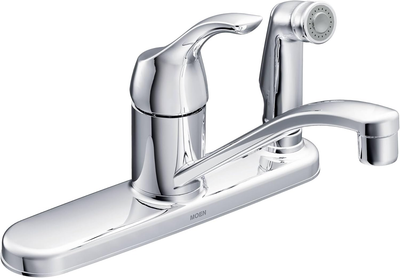 Moen Adler Chrome 1-Handle Deck-Mount Low-Arc Handle Kitchen Faucet (Deck Plate Included)