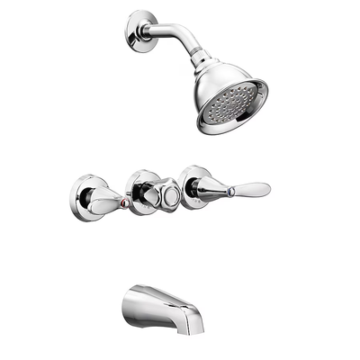 Moen Adler Chrome 3-Handle Bathtub and Shower Faucet with Valve