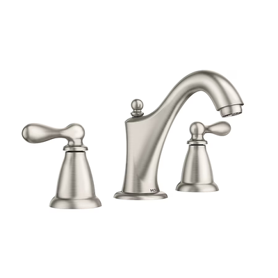 Moen Caldwell Spot Resist Brushed Nickel 2-Handle Widespread WaterSense Bathroom Sink Faucet with Drain