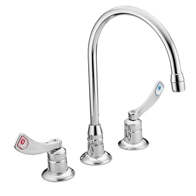 Moen M-Dura Chrome 2-Handle Deck-Mount High-Arc Handle Commercial Kitchen Faucet