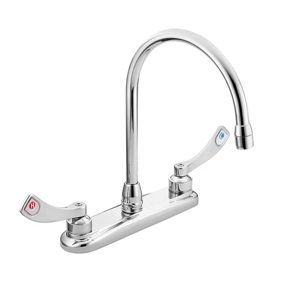 Moen M-Dura Chrome 2-Handle Deck-Mount Low-Arc Handle Commercial Kitchen Faucet