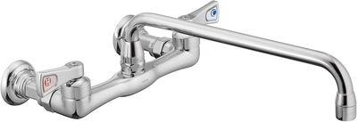 Moen M-Dura Chrome 2-Handle Wall-Mount Low-Arc Handle Commercial Kitchen Faucet