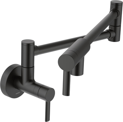 Moen Matte Black 2-Handle Wall-Mount Pot Filler Handle Kitchen Faucet