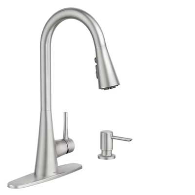 Moen Sarai Spot Resist Stainless 1-Handle Deck-Mount Pull-Down Handle Kitchen Faucet (Deck Plate Included)