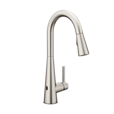 Moen Sleek Spot Resist Stainless 1-Handle Deck-Mount Pull-Down Touchless Kitchen Faucet (Deck Plate Included)