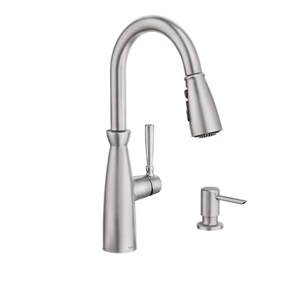 Moen Surie Spot Resist Stainless 1-Handle Deck-Mount Pull-Down Handle Kitchen Faucet (Deck Plate Included)