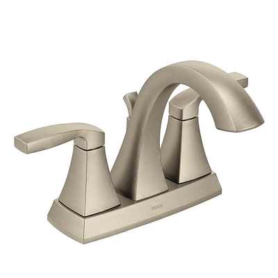 Moen Voss Brushed Nickel 2-handle 4-in Centerset WaterSense Bathroom Sink Faucet with Drain