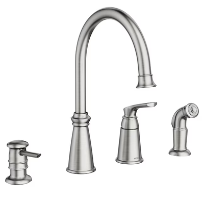 Moen Whitmore Stainless 1-Handle Deck-Mount High-Arc Handle Kitchen Faucet (Deck Plate Included)