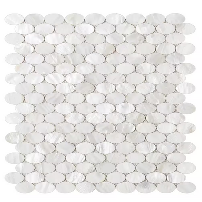 Mother of Pearl White 11.23 in. x 11.82 in. Geometric Glossy Natural Seashell Mosaic Tile (9.3 sq. ft./Case)