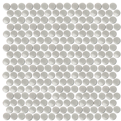 Penny Round Light Grey Gloss Porcelain Mosaic Wall and Floor Tile