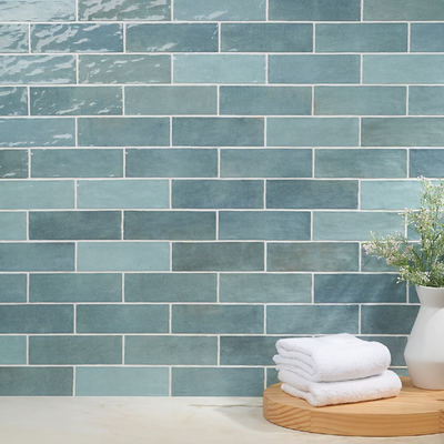 Portmore Aqua Blue 3x8 Glazed Ceramic Subway Wall Tile