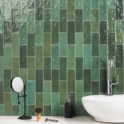 Portmore Green 3x8 Glazed Ceramic Subway Wall Tile