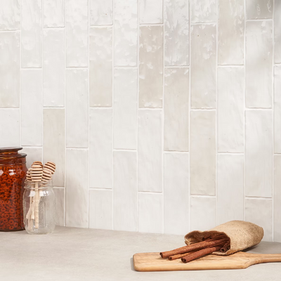 Portmore White 3x8 Glazed Ceramic Subway Wall Tile