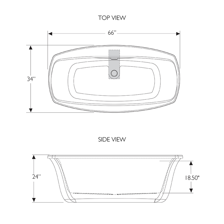 Jacuzzi SOLNA 66 in. x 36 in. Acrylic Rectangular Drop-In Reversible Whirlpool Bathtub in White