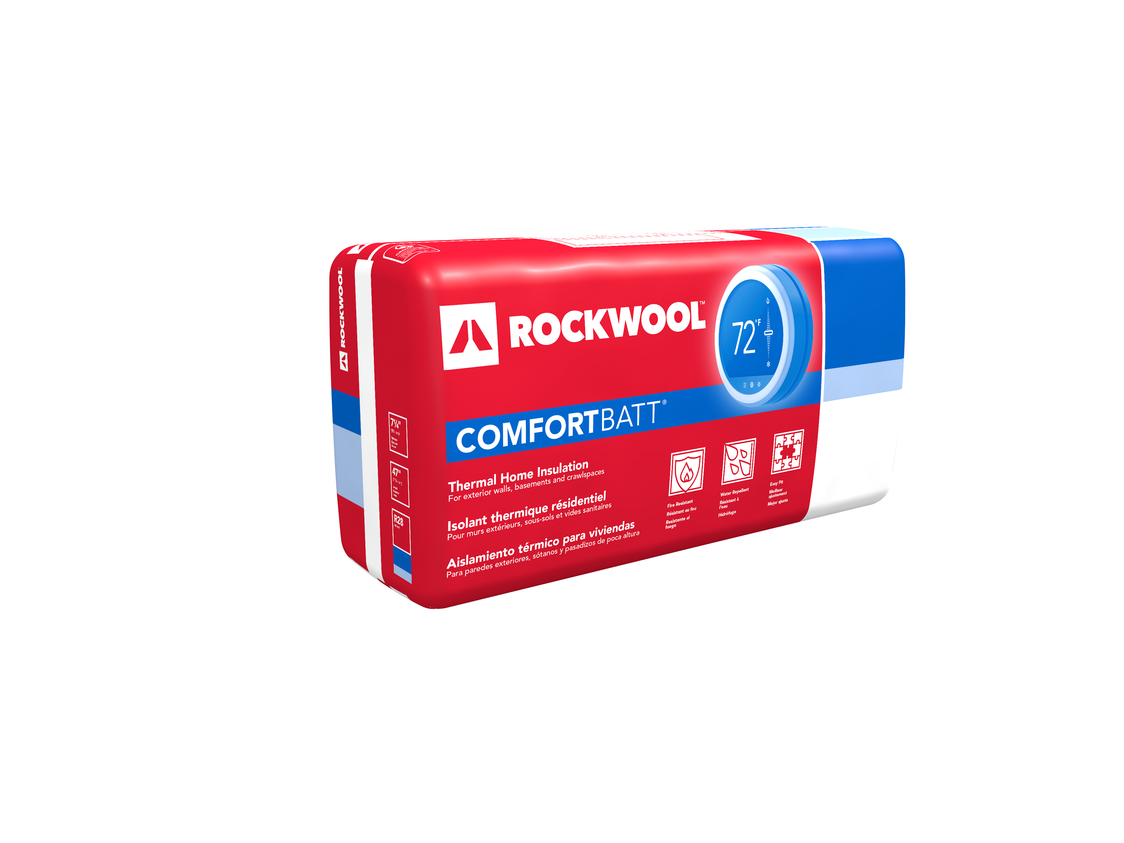 ROCKWOOL Comfortbatt R-24 Unfaced Mineral Wool Batt Insulation, 6 in x ...