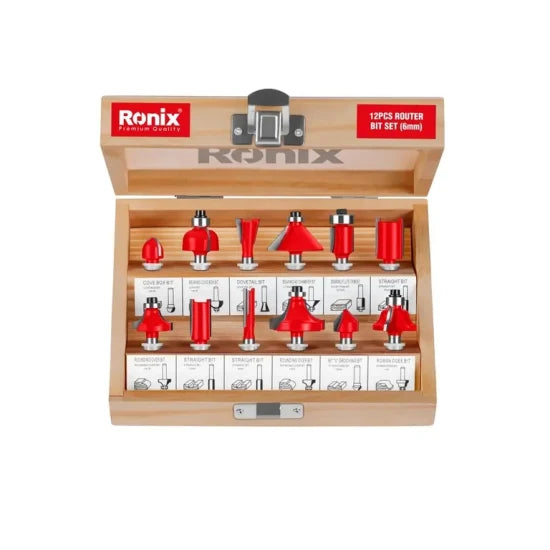 Ronix Rh-5341 Router Bit Set 12PCS 6mm Woodworking Carbide Wood Router ...